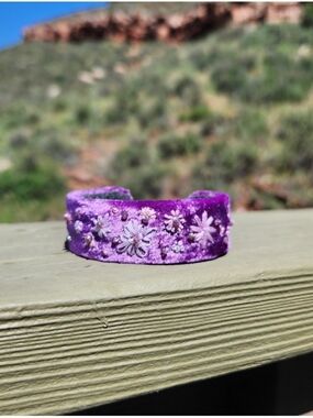Purple Velvet Hand Embroidered Bracelet